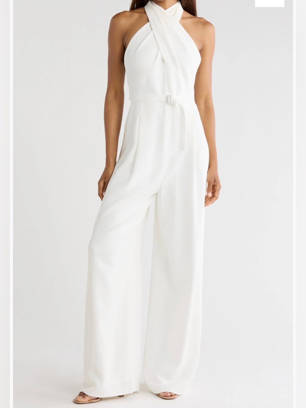A.L.C. Murphy II White Halter Wide Leg Jumpsuit Size 10 Missing Belt $595